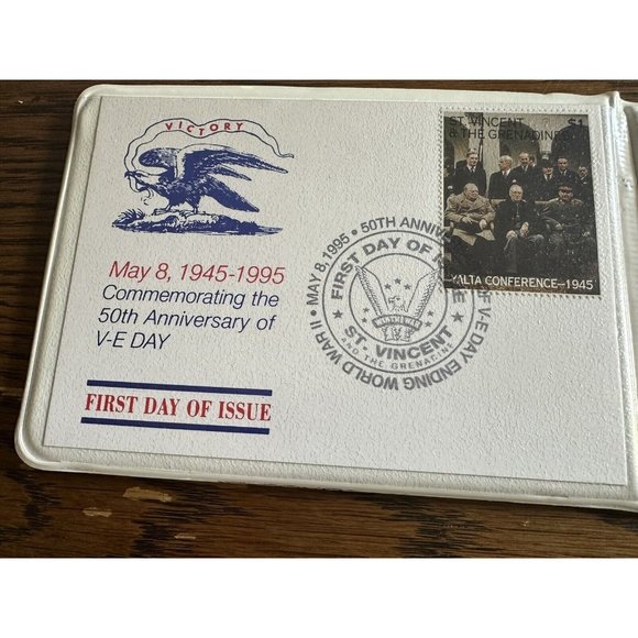 V-E Day 23K Gold Stamp 1945-1995 Commemorating 50th Anniversary Yalta Conference - Picture 5 of 7